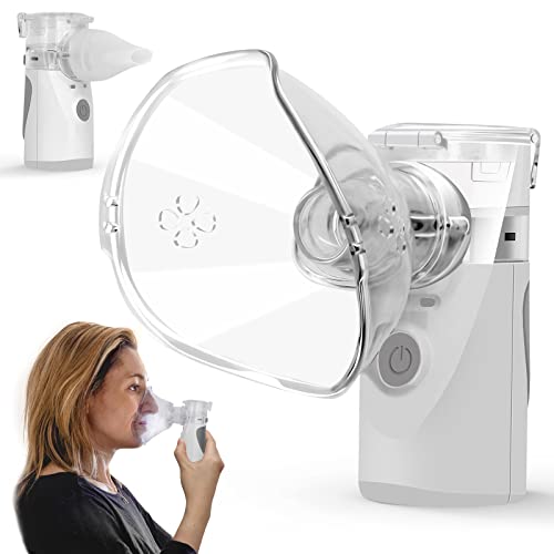 Ultrasonic Portable Nebulizer, Handheld Nebulizer of Cool Mist, Small Nebulizer with Two Modes for Breathing Problems, Used at Home, Office, Outdoor(Gray)