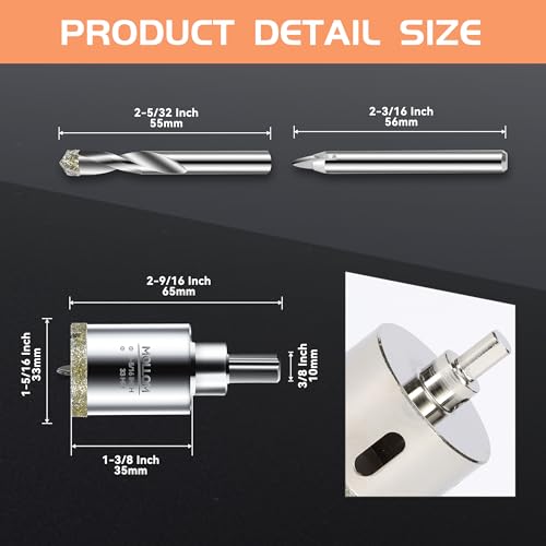 Image of MOLLOM 1-5 /16 inch (33mm) Diamond Hole Saw with 2 Pilot Drill Bit