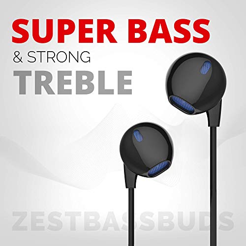 Image of Pebble Zest BassBuds Heavy Bass Ear-Pod Design Wired in Ear Earphones with mic (Black)