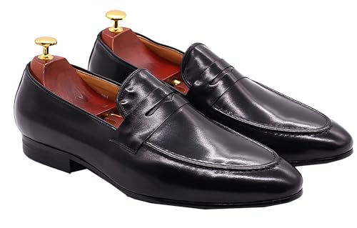Santimon Men's Loafers Slip On Dress Casual Prom Shoes Genuine Leather Penny Loafers Mens Fashion Wedding Tuexdo Formal Business Suit Loafer Comfortable Walking Shoes2