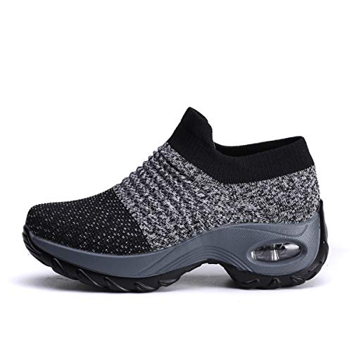 Women's Walking Shoes Sock Sneakers Mesh Slip On Air Cushion Lady Girls Modern Jazz Dance Easy Shoes Platform Loafers Sneakers2