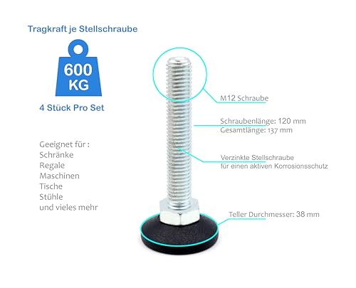 Vis d'ajustement en acier galvanisé robuste avec plaque de 38 mm pour charge lourde