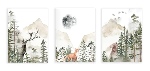 Peinture murale bébé animaux des bois pour décorer sa première chambre