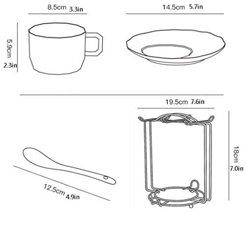 KGDC Juego de café Cerámica del café y de té Conjunto de la Serie, 6 Tazas y platillos, Soporte y cucharita de café… - Imagen 3