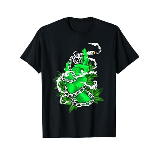 Marihuana Entusiasta Articulación Fumador Mano Hierba Y Cadena Camiseta