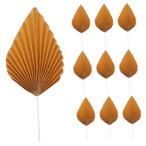 WEKADRIN 20pcs Palm Fan DIY Craft Palm Leaf Wedding Cake Decor Party Supplies Golden