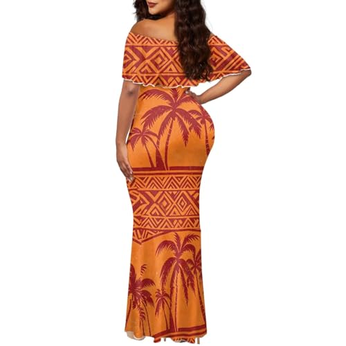 Image of Polynesian for Women S-7XL Off Shoulder Maxi Dress Hawaiian Summer Dresses