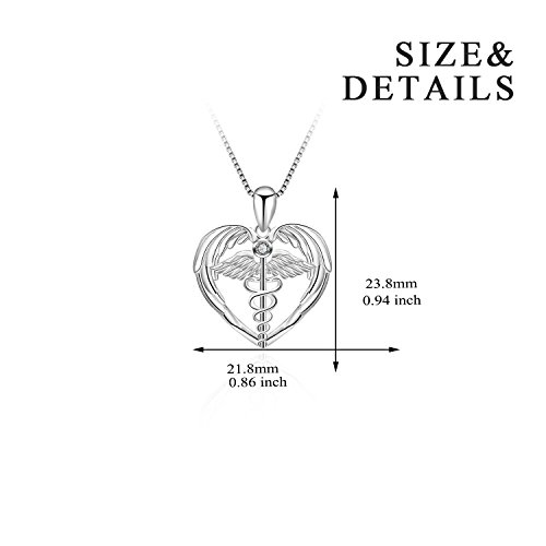 YFN Sterling Silver Caduceus Angel Nursing Themed Pendant Necklace 18" (Nurse Necklace) (Nurse Necklace)4
