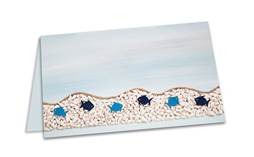 50 Cartons De Table Poissons Bleu Marin | Pour Baptême, Communion Ou Fête Plage & Coquillages
