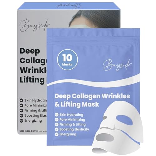 Collagen Face Mask | Hydrating Beauty Skincare Face Mask for Glass Skin, Revitalizing Overnight Collagen Facial Mask for Wrinkles, Selfcare Sheet, Moisturizing Facial Skin Care Product for Women & Men