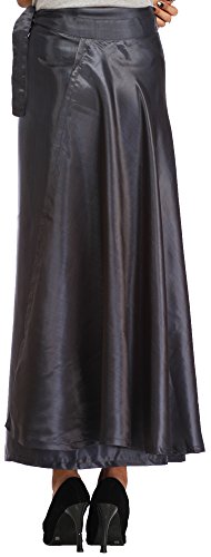 Women's Solid Color Satin Wrap Around Midi Long Skirt Maxi Skirt for Women3