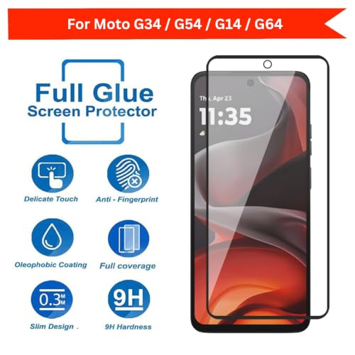 Image of DARKFIT Tempered Glass Premium Screen Protector Compatible for Motorola Moto G64 / G54 | Edge to Edge Coverage with Easy Installation Kit | Scratch Resistance | HD Clear Glass (Black Border) | Packof 1