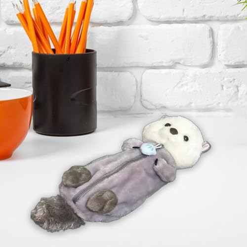 ＫＬＫＣＭＳ Estojo de pelúcia para lápis, bolsa criativa de animais de pelúcia, portátil, bolsa para lápi