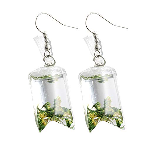 Preisvergleich Produktbild Muzhili3 Ohrringe Kreative getrocknete Blumen Wasserbeutel Frauen Ohrhaken Schmuck Geschenk Grün