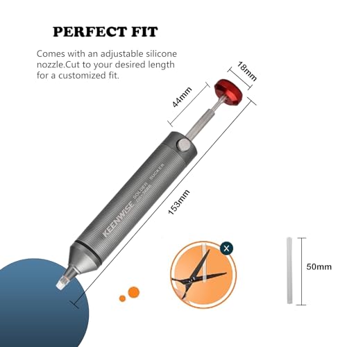 Image of High Suction Aluminum Solder Sucker: KeenWise No Clog Desoldering Pump with Durable Silicone Nozzle for Electronics & PCB Repair (KW-DS-368B)
