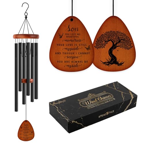 Image of SteadStyle Memorial Gifts for Loss of Son, Memorial Wind Chimes 25.5 inch | Sympathy Bereavement Remembrance Gifts for Loss of Son, In Memory of Son Sympathy WindChimes, Home Decor Outdoor Garden Patio