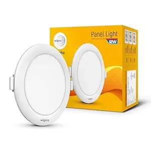 Wipro Garnet 12W Round LED Alpha Panel | Warm White (2700K) | Recessed Down Light for False Ceiling | Cutout - 125mm | Pack of 1
