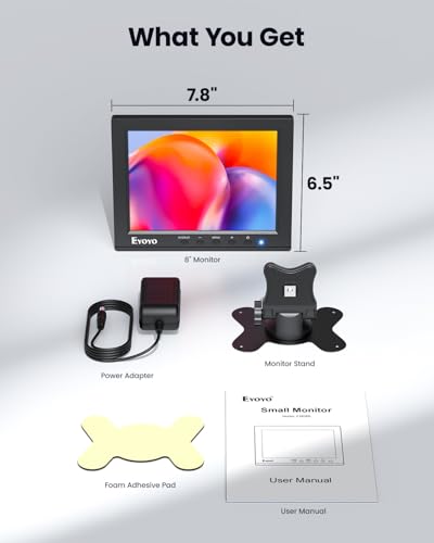 Eyoyo 8" Small Security Monitor, 1024x768 4:3 LCD, HDMI VGA BNC AV Input - image 9
