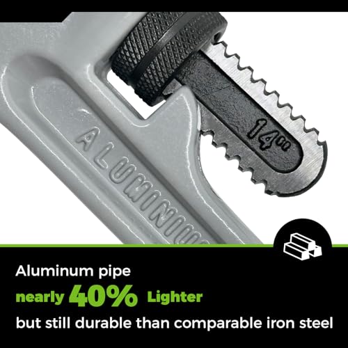 Image of Der Erwachte 3-Piece Heavy Duty Aluminum Straight Pipe Wrench Set, 10 inch, 14 inch, 18 inch, Adjustable Plumbing Wrench Set, Drop Forged, Exceed GGG standard