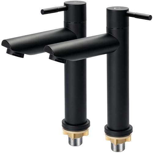 SUNNYNEST Black Basin Pillar Taps Pair Twin Hot & Cold Bathroom Sink Taps