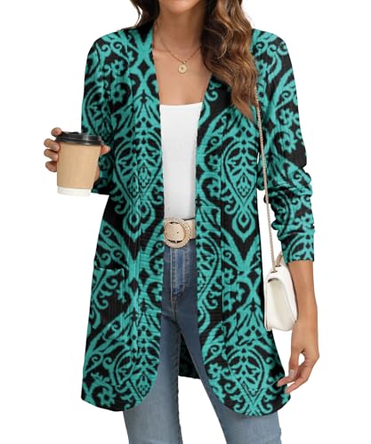 Image of YSYOKOW Cardigan Sweaters for Women Long Sleeve Open Front with Pockets | Long Cardigans for Women Lightweight Soft Casual Dressy Loose Fit Cardigan Sweater with Pockets for Work and Office