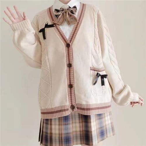 Women's JK Sweater Long Sleeve Cute Cardigans Buttoned V Neck Sweaters School Cosplay Sweater Kawaii Cardigan4