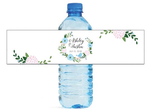 Designthatsign Half Wreath White Background Wedding Anniversary Engagement Party Bridal Shower Water Bottle Labels Birthday Party Bridal Shower Easy To Use Self Stick Labels #TOP22