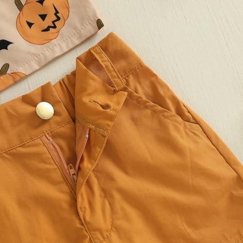 Image of Biayxms Baby Boy Halloween Outfits Pumpkins Gentlemen Suit Short Sleeve Button Up Shirts Shorts Pants Baby Halloween Clothes