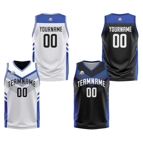 vients Custom Reversible Basketball Jersey Uniform Suit for Men Women Adults Kids Personalized Jersey (Polyester, White Blue)