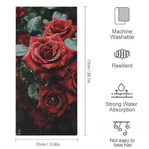 Serviette de bain rose rouge microfibre absorbante séchage rapide 72x35cm - 3