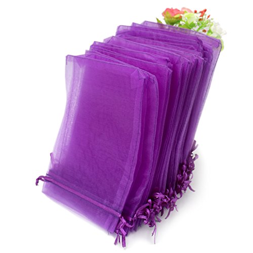 JijAcraft 100 Sachets Cadeaux Organza Blanc 13x18cm Avec Cordon - Mariage, Bijoux, Bonbons