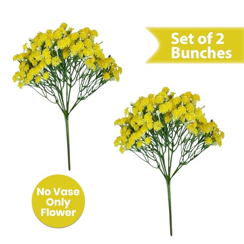 Image of Art Street Artificial Baby Breath Yellow Flowers|Christmas Mothers Day Gifting, Flowers for Vase | Decoration Items for Living Room| Set of 2 (Size: 14 Inch)
