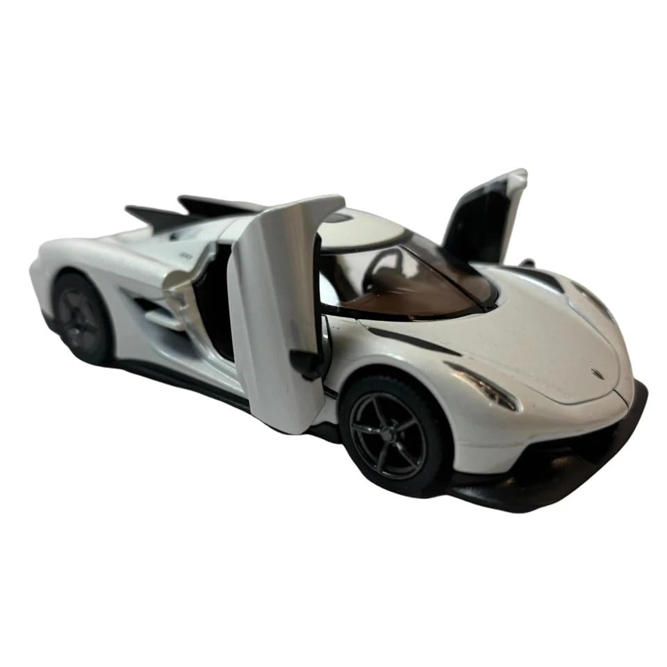 Mayatra's Kinsmart 1:36 Scale Koenigsegg Jesko Absolut Diecast Metal Toy Car (White) – Pull Back Hypercar Model with Opening Butterfly Doors for Kids & Collectors 4