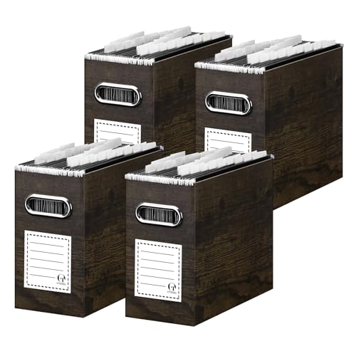 Oterri Cardboard File Organizer Box for Hanging File Folders Letter Size,File Box for Computer Desk,File Cabinet,Working Home,Office,Classroom (Brown