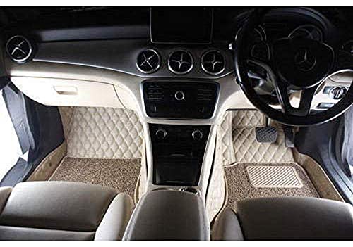 Image of Auto Hub Premium 7D car mat Hyundai Elite i20 (Model: 2015-Till Date), Luxury Double-Stich 7d Car Floor Mat Complete Set, 100% Waterproof and Washable, Color : Beige