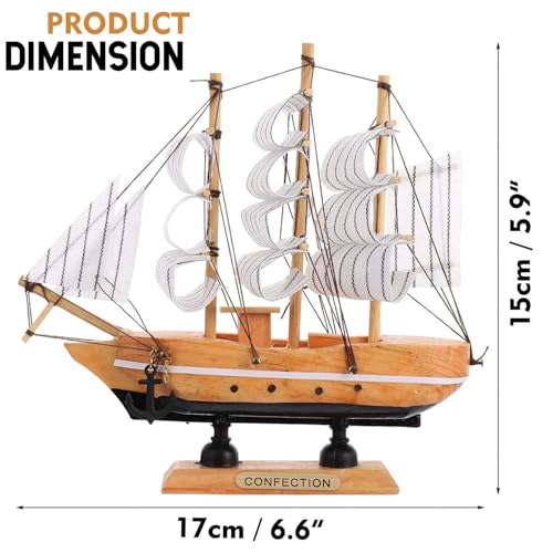 Image of Viazaid Wooden Marine Nautical Sailing Boat Ship Ornament For Home Decor Showpiece For Office Table Decorative Item Decorative Sailing Ship Showpiece-Brown, 22 cm