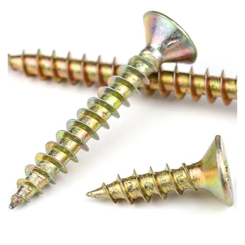 50pcs Zinc Cross Recessed Countersunk Fiberboard Chipboard Screws Coated Flat Head Self Tapping Wood Screw Wallboard Nails(50pcs,40mm,M3.5)