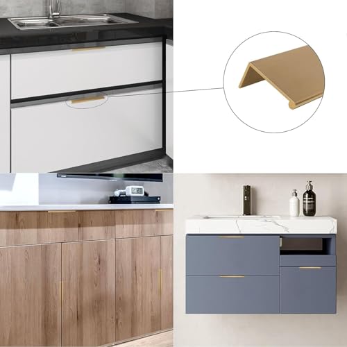 Image of Rergy 4 Pack 5 inch Cabinet Pulls Champagne Bronze Finger Pulls for Cabinets