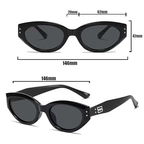 Retro Cat Eye Sunglasses for Unisex Trendy Sunglasses Set with Glasses Bag - black – Driving, Cycling, Skiing & Outdoor Sports3