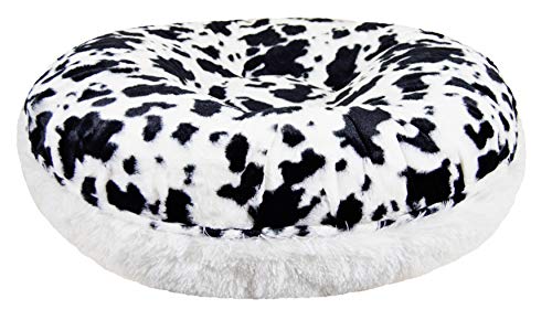 Bessie And Barnie Signature Spotted Pony/Snow White Luxury Shag Extra Plush Faux Fur Bagel Pet/Dog Bed (Multiple Sizes) #TOP1
