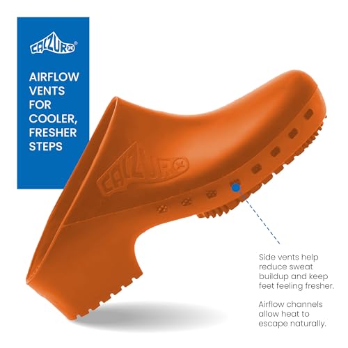 Image of CALZURO Classic Work Clogs Without Holes - Unisex Nursing Clogs - Non Slip Shoes - Autoclavable Rubber Kitchen Shoes for Women and Men -
