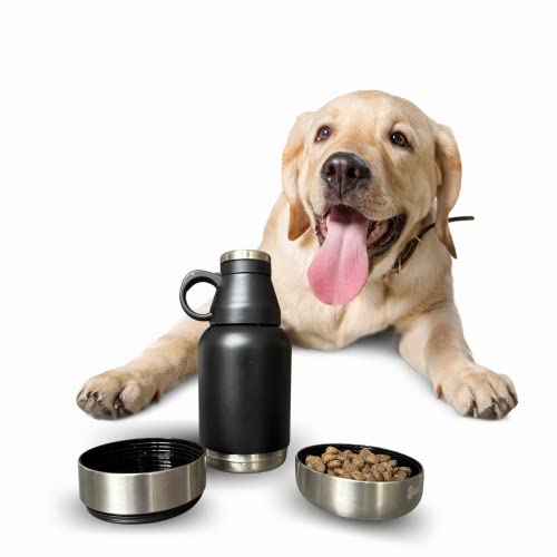 Live The Choice Trinkflasche für Hunde mit extra Näpfen und Tasse, hält Getränke Lange kalt und heiß, transportabel und umweltfreundlich - Hundetrinkflasche mit Verschlussdeckel