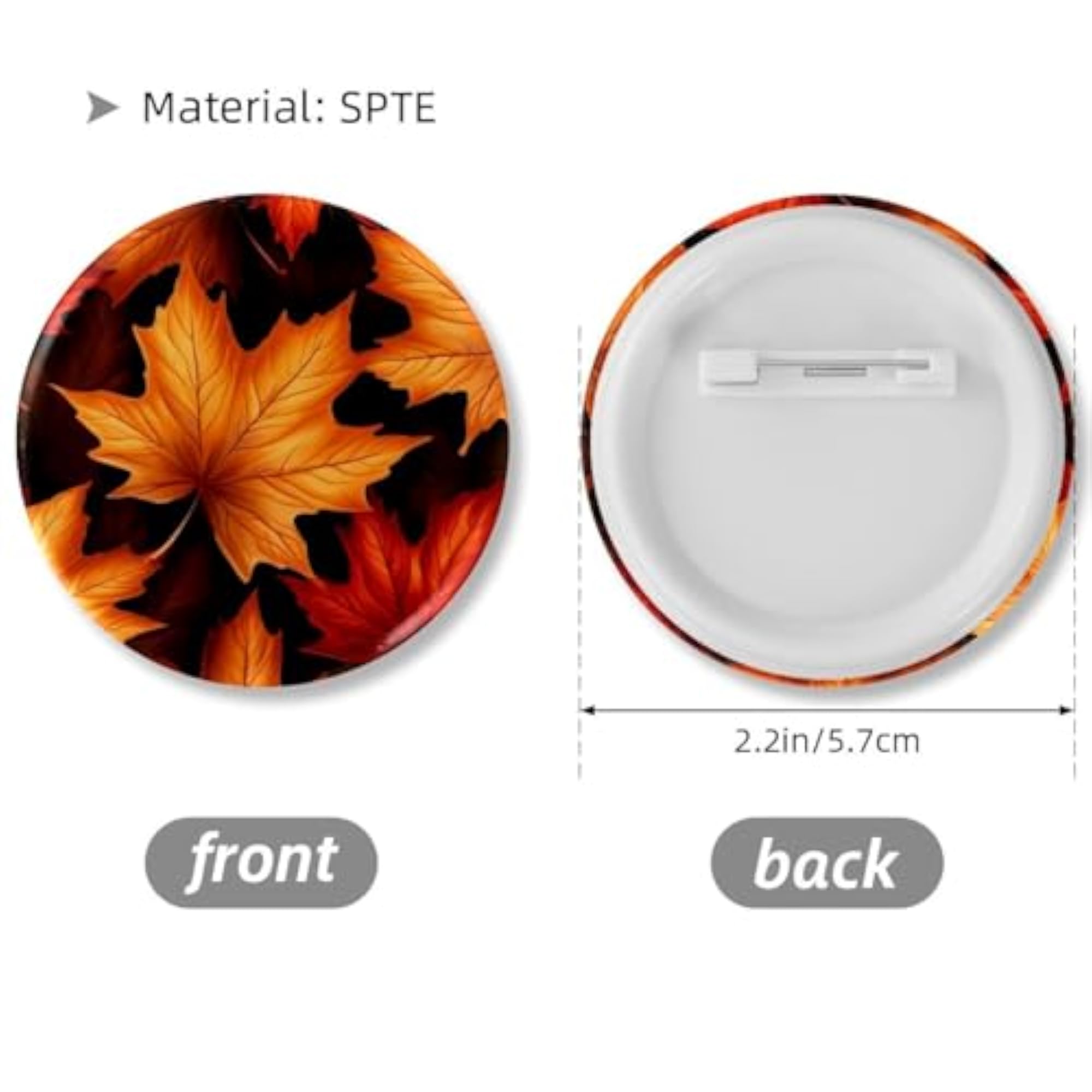 Children's Maple Leaves Trendy Button Pins 6-Pack
