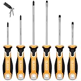 6-Piece Magnetic Screwdrivers Set, 3 Phillips and 3 Slotted Tips Professional Cushion Grip Screwdriver Set