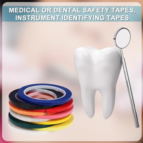 10 Rolls Sterilization Tape - 0.24" x 216.5' Autoclave Identification Instruments in 10 Colors for Surgical Dental Use, Autoclavable at 270 Fahrenheit Steam