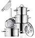 WMF Groupe Premium Topfset 10/teilig Induktion, Cromargan Edelstahl Pfanne und Töpfe mit Gratis Abgießhilfe, 4 Kochtöpfe mit Glas Topfdeckel,16cm Stielkasserolle, Induktionsherd ge