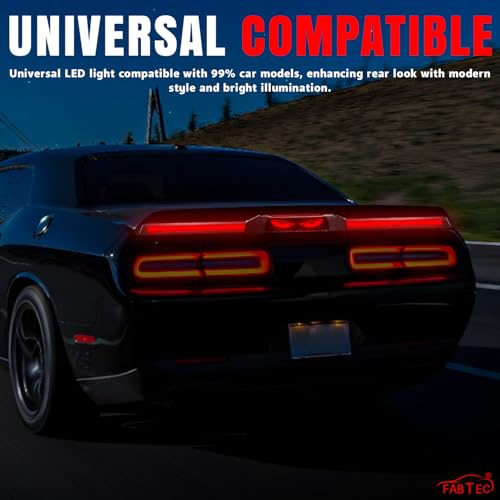 Image of FABTEC LED Car Spoiler Brake Light Strip | Devil Eye Rear Wing Third Brake Light with Turn Signal, Running Light & Brake Function | Universal Sedan Car Accessories Rear High Mount Stop Lamp
