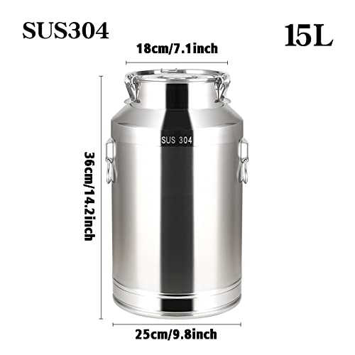 Bidon à lait en acier inoxydable avec robinet seau à vin baril 15 L