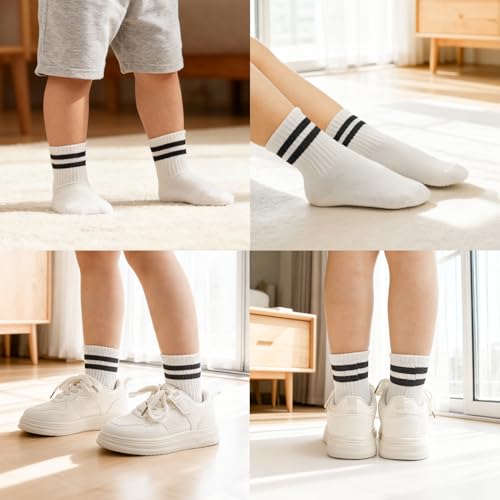 Image of Non-Slip Toddler Grip Crew Socks with Anti Skid Soles