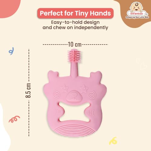 Image of Infantso Soft Silicone Teether for Baby Teething, Bear Teether Toy for 0-12 Months, BPA Free Silicone Soothing Baby Teether | BPA Free, Food Grade Soft & Safe Gum Relief Toy
